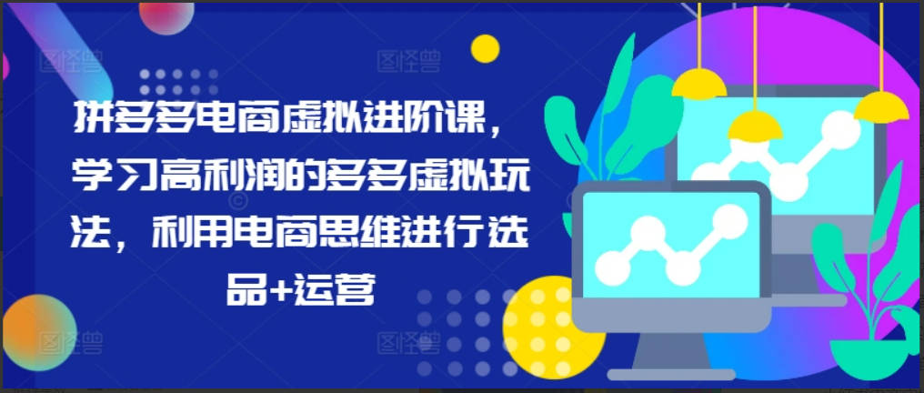 拼多多电商虚拟进阶课，学习高利润的多多虚拟玩法，利用电商思维进行选品+运营