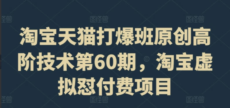 淘宝天猫打爆班原创高阶技术第60期，淘宝虚拟怼付费项目