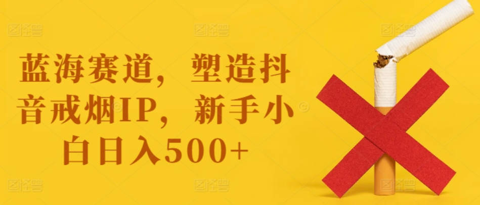 蓝海赛道，塑造抖音戒烟IP，新手小白日入500+【项目拆解】