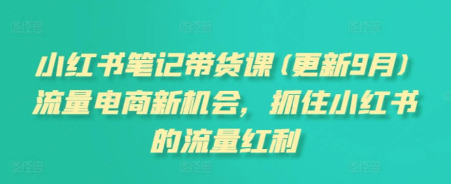 小红书笔记带货课(更新9月)流量电商新机会，抓住小红书的流量红利