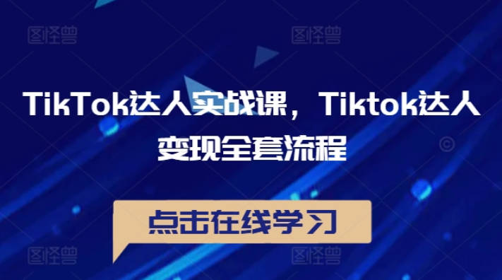 TikTok达人实战课，Tiktok达人变现全套流程