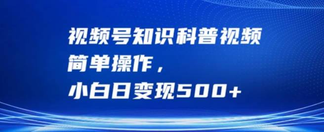 视频号知识科普视频，简单操作，小白日变现500+【项目拆解】