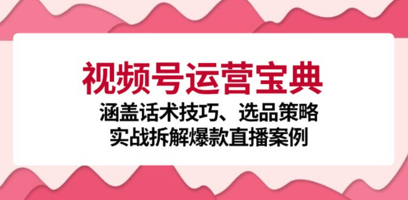 视频号运营宝典：涵盖话术技巧、选品策略、实战拆解爆款直播案例