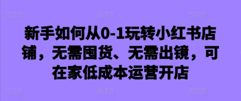 新手如何从0-1玩转小红书店铺，无需囤货、无需出镜，可在家低成本运营开店