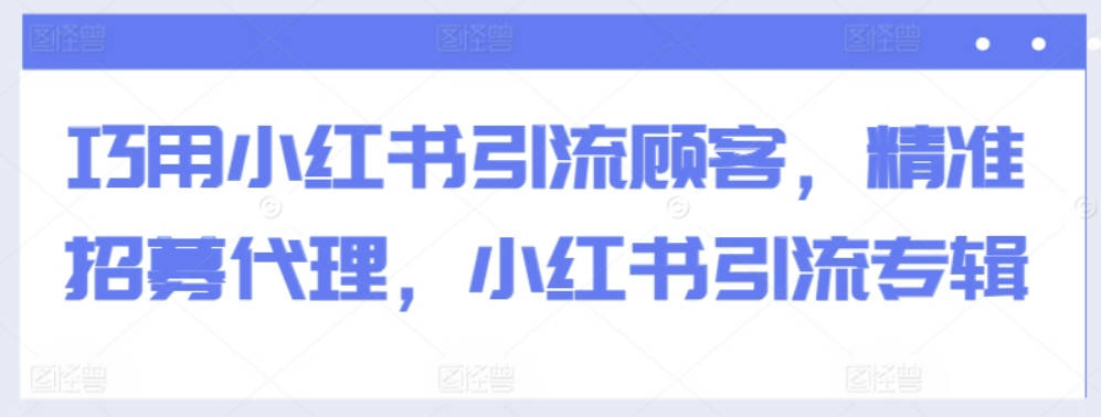 巧用小红书引流顾客，精准招募代理，小红书引流专辑