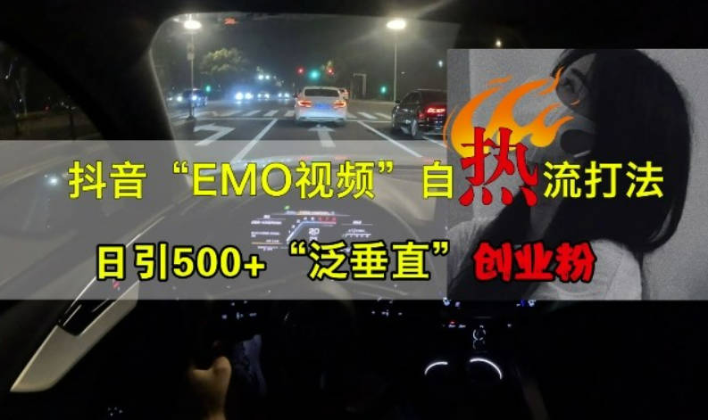 抖音EMO视频自热打法，日引500+“泛垂直”创业粉