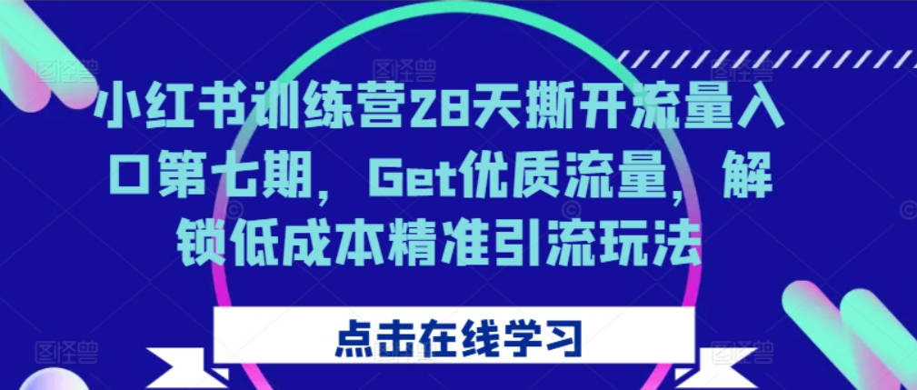 小红书训练营28天撕开流量入口第七期，Get优质流量，解锁低成本精准引流玩法