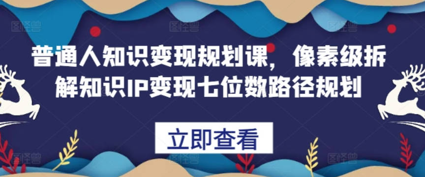 鹿盈盈普通人知识变现规划课，像素级拆解知识IP变现七位数路径规划