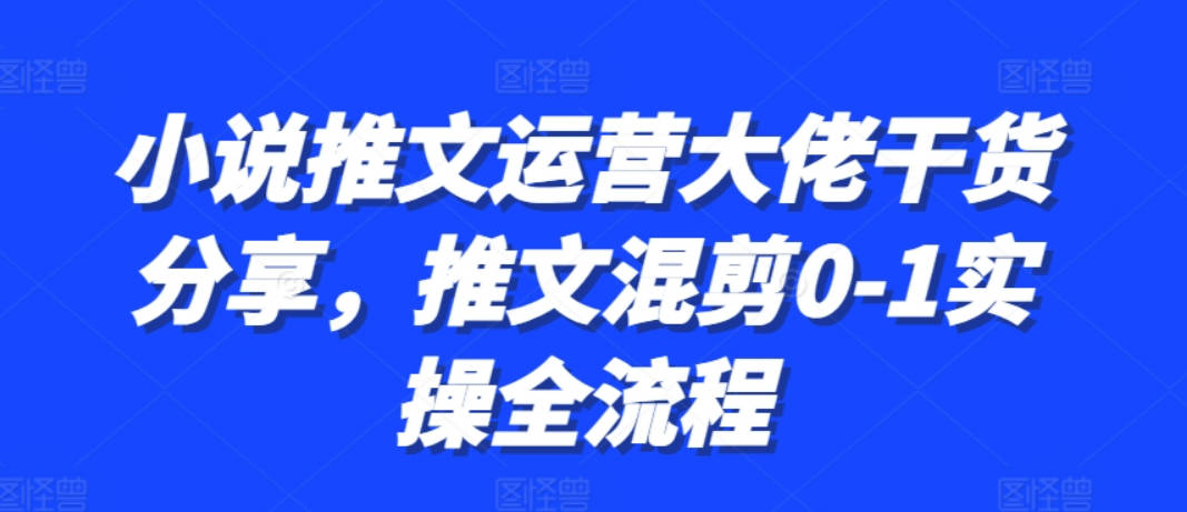 小说推文运营大佬干货分享，推文混剪0-1实操全流程