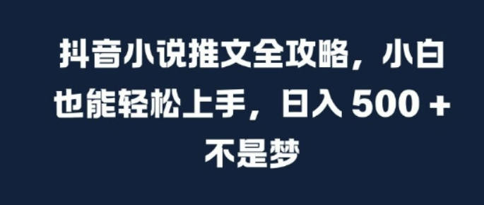 抖音小说推文全攻略，小白也能轻松上手，日入 5张+ 不是梦