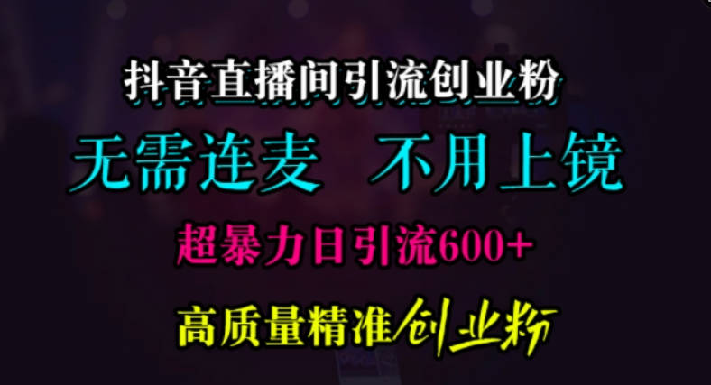 抖音直播间引流创业粉，无需连麦、无需上镜，超暴力日引流600+高质量精准创业粉【项目拆解】