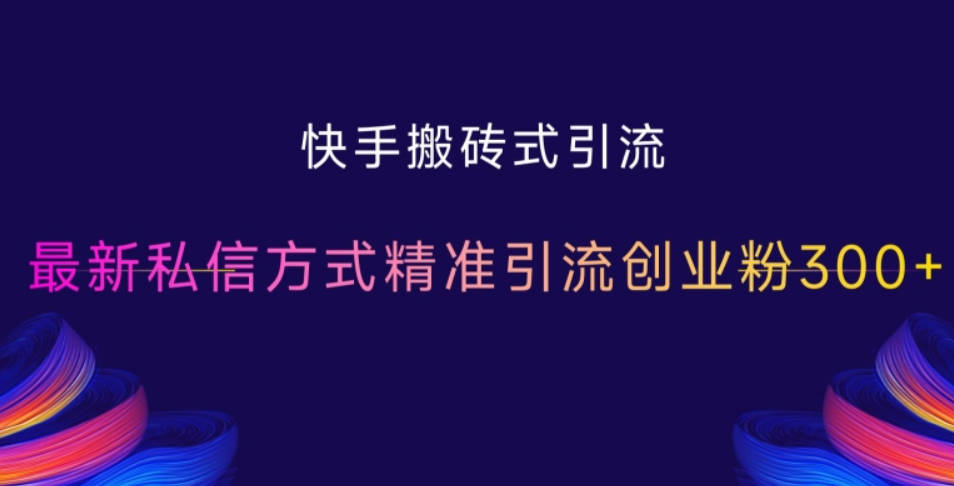 快手搬砖式引流，最新私信方式精准引流创业粉300+