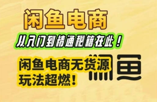 闲鱼电商实战课，从入门到精通秘籍在此，闲鱼电商无货源玩法超燃!