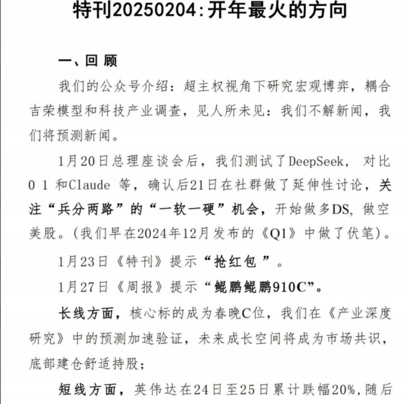 北海南山20250204付费文-特刊行业洞察：开年最火的方向