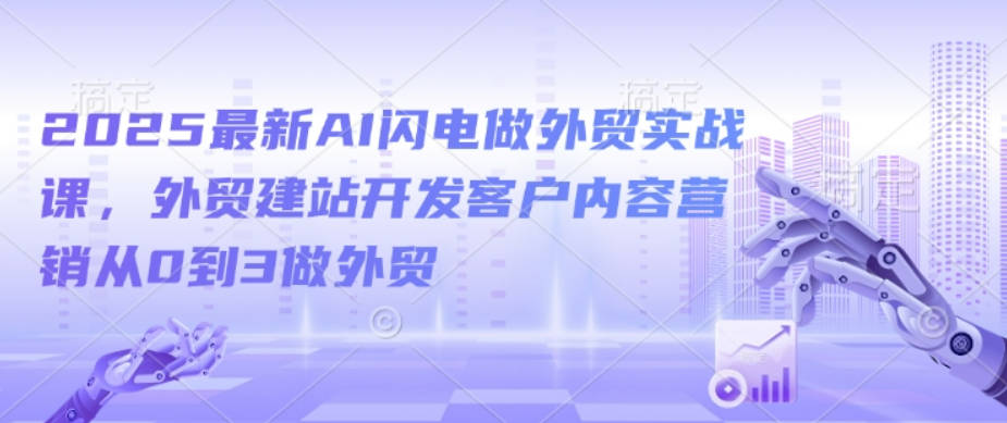 2025最新AI闪电做外贸实战课，外贸建站开发客户内容营销从0到3做外贸