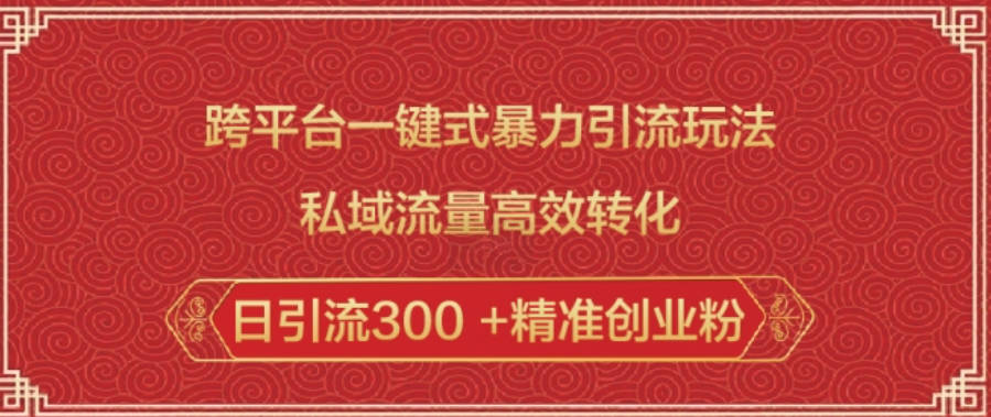 跨平台一键式暴力引流玩法，私域流量高效转化日引流300 +精准创业粉【揭秘】