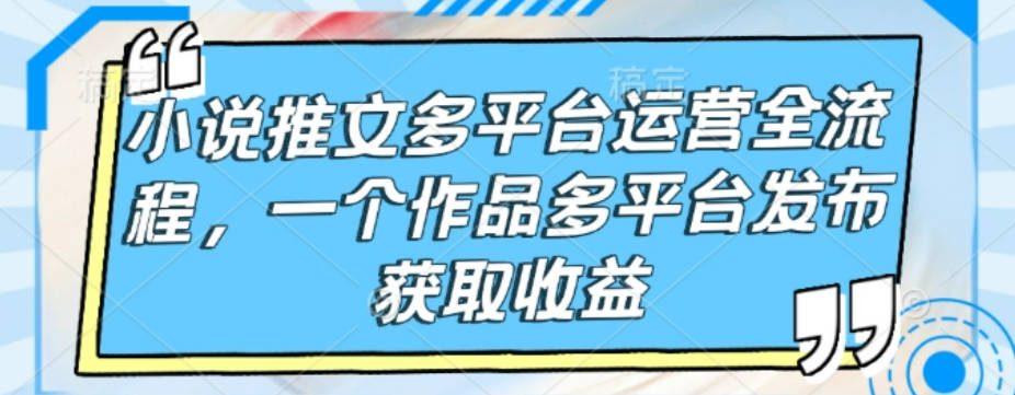 小说推文多平台运营全流程，一个作品多平台发布获取收益【揭秘】